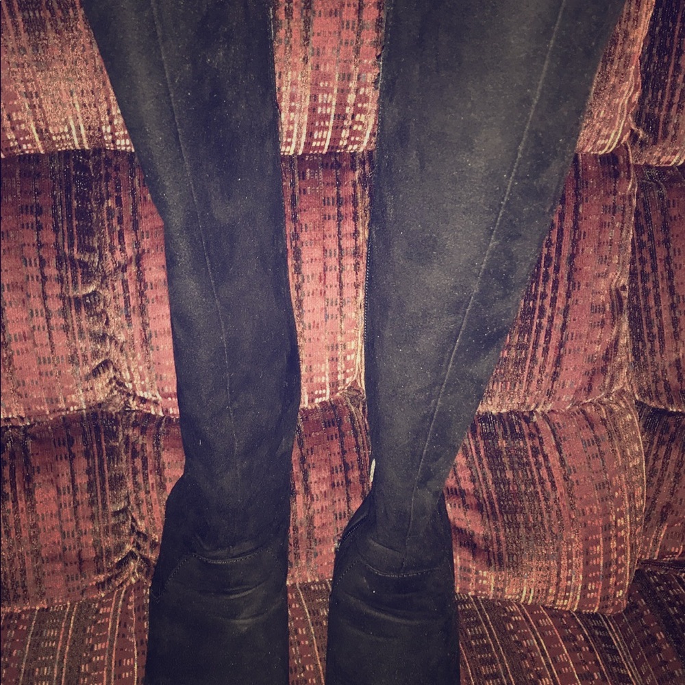 Black suede tall boots